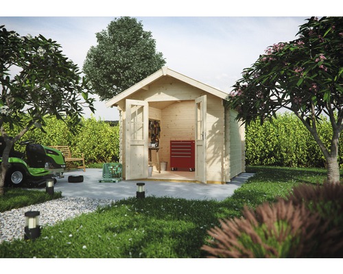 Drevený záhradný domček Skan Holz Palma 2 prírodný 250x250 cm