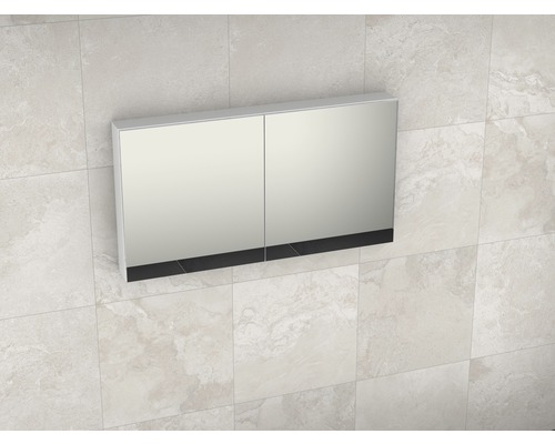 Zrkadlová skrinka s dvomi dvierkami na montáž na stenu v kúpeľni