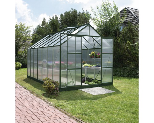 Skleník Vitavia Uranus 11500 polykarbonát 4 mm 257x445 cm zelený vr. základového rámu