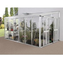 Skleník k stene Vitavia Athena 10200 kombinácia skla a polykarbonátu 265,9x397,2 cm hliník