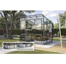 Skleník Vitavia Playa 5900 kombinácia skla a polykarbonátu 258x229,4 cm čierny vr. základového rámu