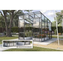 Skleník Vitavia Playa 7600 kombinácia skla a polykarbonátu 258x291,6 cm čierny vr. základového rámu