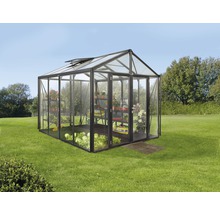 Skleník Vitavia Zeus Comfort 8100 kombinácia skla a polykarbonátu 258,4x316,4 cm čierny vr. podlahového rámu