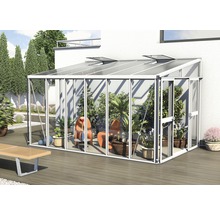 Skleník k stene Vitavia Athena 10200 kombinácia skla a polykarbonátu 265,9x397,2 cm biely