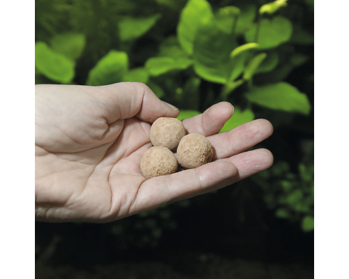 Tri hnojivé guľôčky v ruke