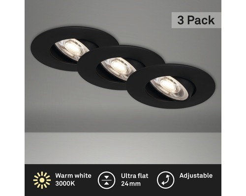 Balenie troch čiernych nastaviteľných vstavaných bodových svietidiel