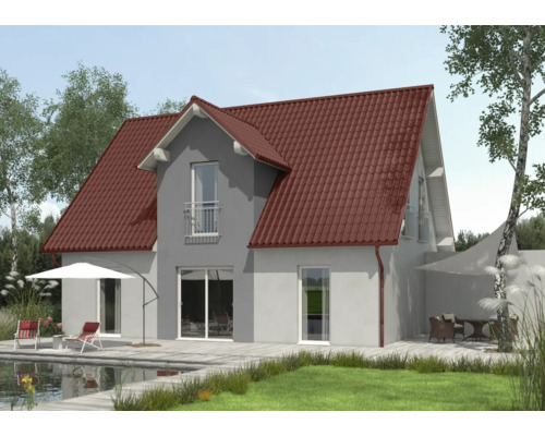 Dom s škridlami, terasou, záhradou a bazénom