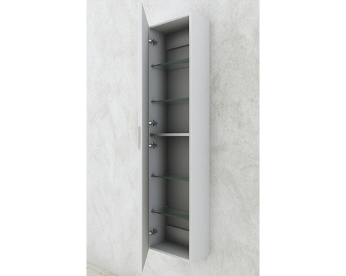 Otvorená kúpeľňová skrinka so sklenenými policami na montáž na stenu