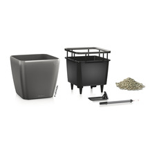 Sada kvetináčov Lechuza Cube Glossy Triple s príslušenstvom