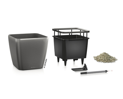 Sada kvetináčov Lechuza Cube Glossy Triple s príslušenstvom