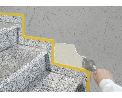 Oprava kamenných schodov pomocou tmelu