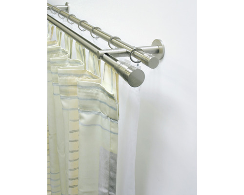 Dvojitá kovová záclonová tyč so závesom