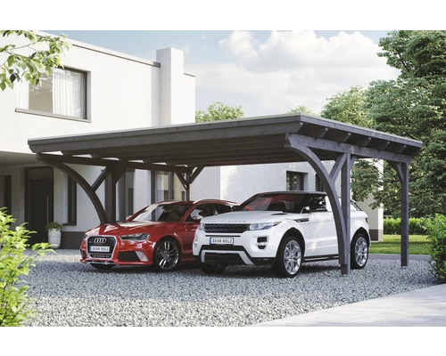 Prístrešok na auto Konsta dvojitý 618x500 cm bridlicovo sivý vr. alu plechu a 2 oblúkov Prístrešok na auto Konsta dvojitý 618x500 cm bridlicovo sivý vr. alu plechu a 2 oblúkov