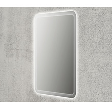 Obdĺžnikové zrkadlo so zaoblenými rohmi a LED osvetlením