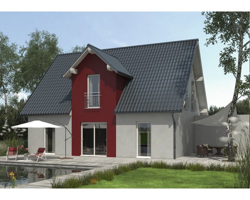 Pohľad na rodinný dom so záhradou a terasou