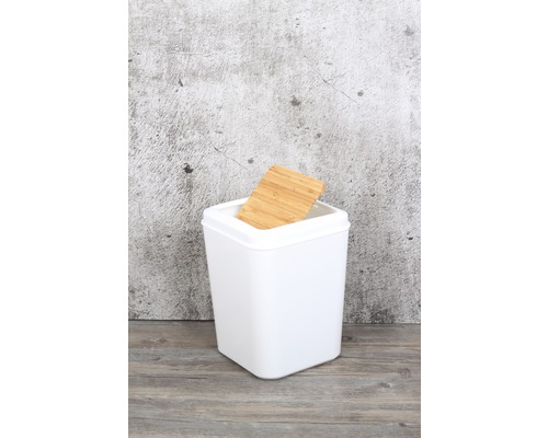 Biely kozmetický kôš s bambusovým vekom