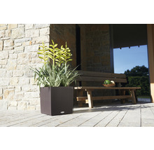 Obal na kvetináč Lechuza Cube Cottage plastový hnedý 40x40x44 cm