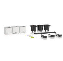 Sada kvetináčov so zavlažovacím systémom, pozostávajúca z kvetináčov, ukazovateľa hladiny vody a príslušenstva