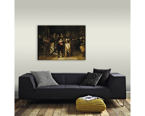 Maľba Nočná hliadka nad pohovkou v obývacej izbe