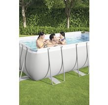 Nadzemný bazén sivý Bestway Power Steel™ 404 x 201 x 100 cm set s pieskovou filtráciou, ChemConnect dávkovačom a rebríkom