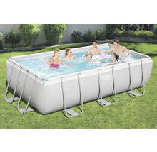 Nadzemný bazén sivý Bestway Power Steel™ 404 x 201 x 100 cm set s pieskovou filtráciou, ChemConnect dávkovačom a rebríkom