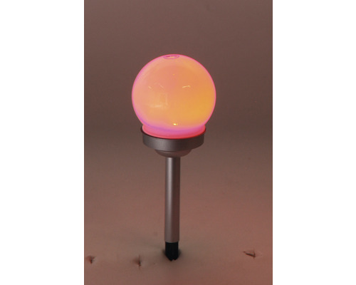 Záhradná lampa s guľovitým tienidlom a zemným hrotom