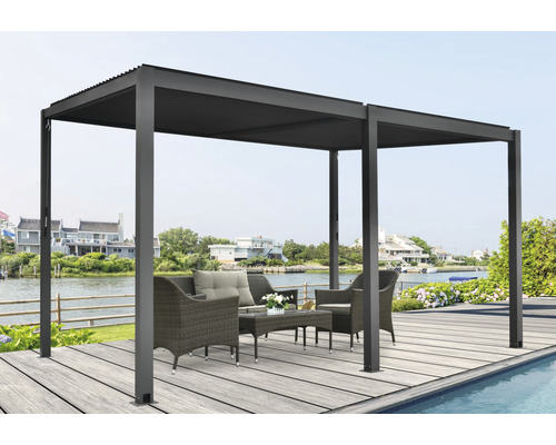 Pergola s lamelovou strechou 400x310x253 cm vrátane otvárateľnej lamelovej strechy antracit Pergola s lamelovou strechou 400x310x253 cm vrátane otvárateľnej lamelovej strechy antracit
