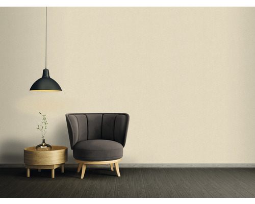 Interiér s kreslom, odkladacím stolíkom a závesnou lampou