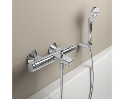 Vaňová batéria na stenu s ručnou sprchou pre montáž na stenu v kúpeľni