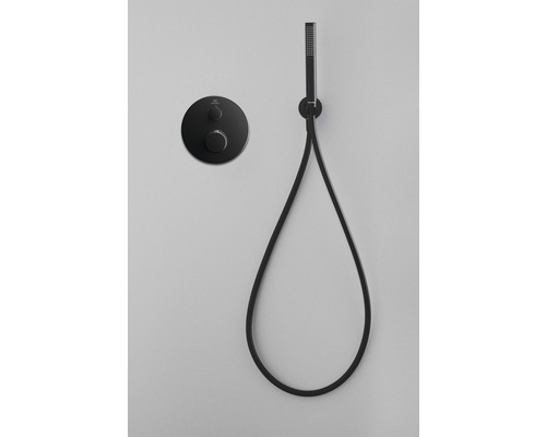 Nástenná sprchová batéria s ručnou sprchou a okrúhlym termostatom