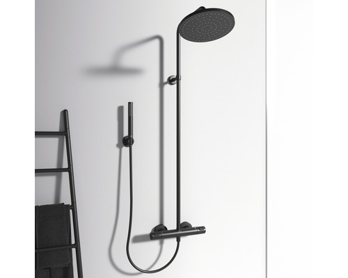 Nástenný sprchový systém s hlavovou sprchou, ručnou sprchou a termostatickou batériou