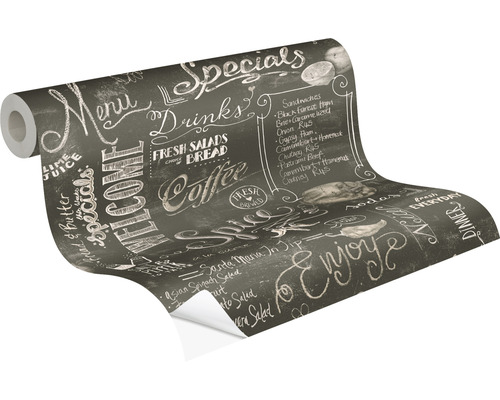 Rolka tapety s dizajnom tabule vrátane jedálneho lístka s nápojmi a jedlom