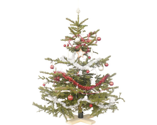 Ozdobený vianočný stromček s guľami, strapcami, hviezdou a špicou