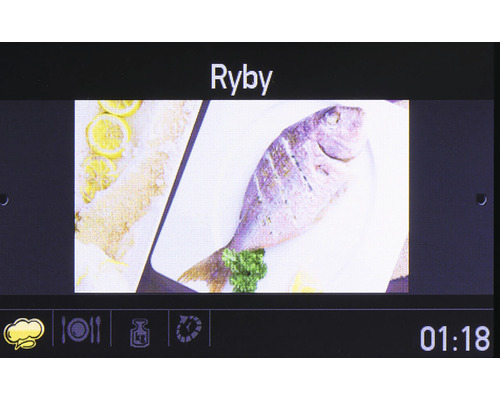 Zobrazenie receptu na ryby na obrazovke