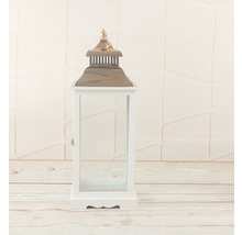 Dekoratívna biela lampáš s kovovými prvkami