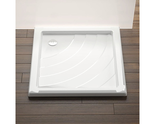 Štvorcová sprchová vanička zo sanitárneho akrylátu s odtokovou súpravou