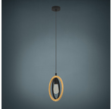 Závesná lampa s drevenými a kovovými prvkami