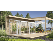 Skleník k stene Vitavia Athena 10200 kombinácia skla a polykarbonátu 265,9x397,2 cm biely