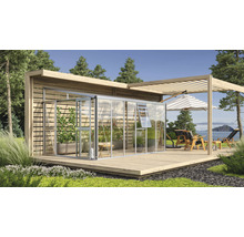 Skleník k stene Vitavia Athena 10200 kombinácia skla a polykarbonátu 265,9x397,2 cm hliník