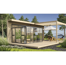 Skleník k stene Vitavia Athena 8600 kombinácia skla a polykarbonátu 265,9x334,3 cm čierny