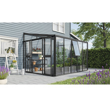 Skleník k stene Vitavia Athena 8600 kombinácia skla a polykarbonátu 265,9x334,3 cm čierny