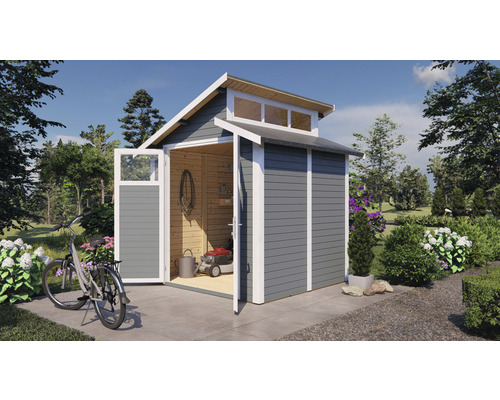 Drevený záhradný domček Konsta Studio Basic svetlosivý 210x202 cm