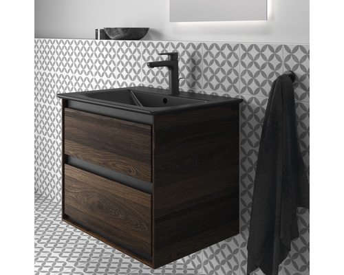 Skrinka pod umývadlo s dvomi zásuvkami, batériou a uterákom