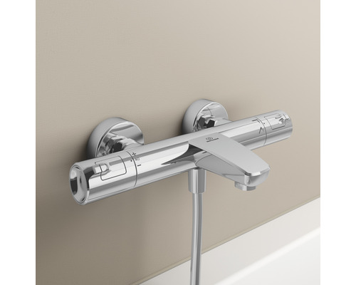 Nástenná vaňová batéria z kovu s regulátorom teploty