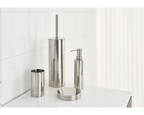 Kúpeľňová súprava s dávkovačom mydla, pohárom, WC kefou a miskou na mydlo