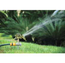 Zavlažovač trávnika zavlažuje trávnik v záhrade.