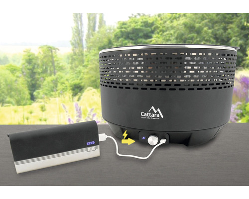 Gril na drevené uhlie Cattara s pripojenou powerbankou