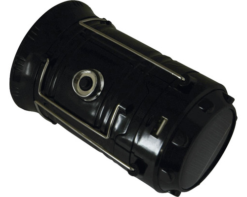 Čierna kempingová lampa na solárnu energiu