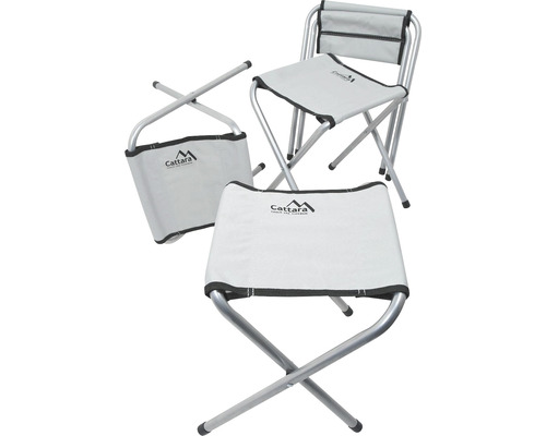 Tri kempingové stoličky z textílie a hliníka