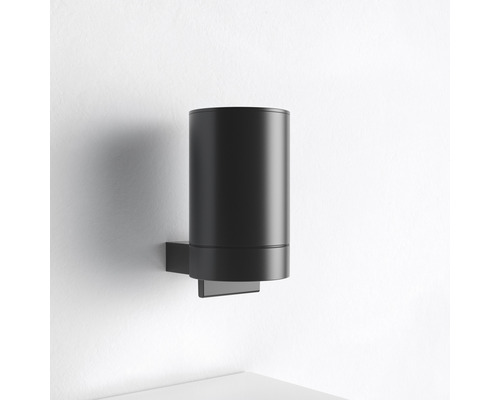 Čierny dávkovač mydla na montáž na stenu